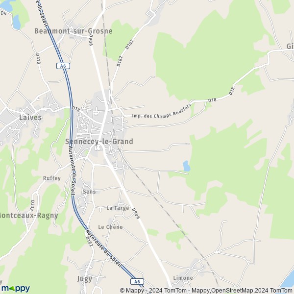 La carte pour la ville de Sennecey-le-Grand 71240
