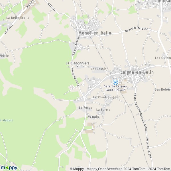 La carte pour la ville de Saint-Gervais-en-Belin 72220