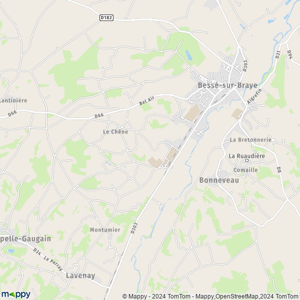 La carte pour la ville de Bessé-sur-Braye 72310