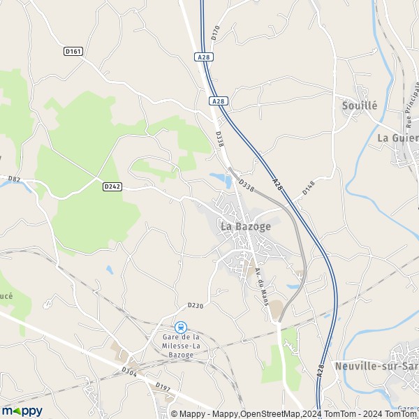 La carte pour la ville de La Bazoge 72650