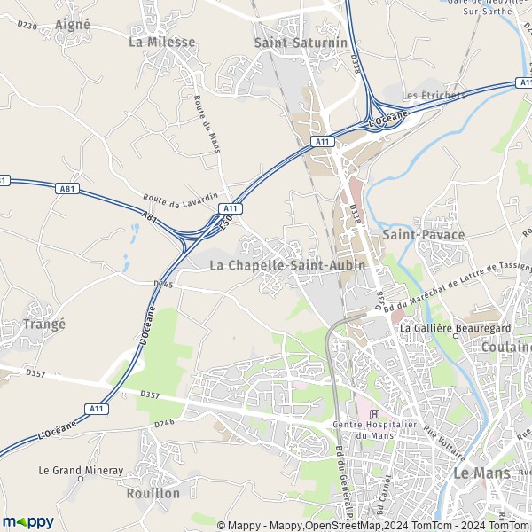 La carte pour la ville de La Chapelle-Saint-Aubin 72650