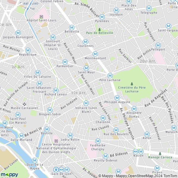 La carte pour la ville de 11e Arrondissement, Paris