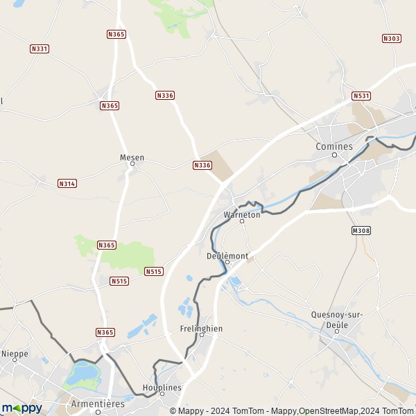 La carte pour la ville de 7780-8957 Comines-Warneton