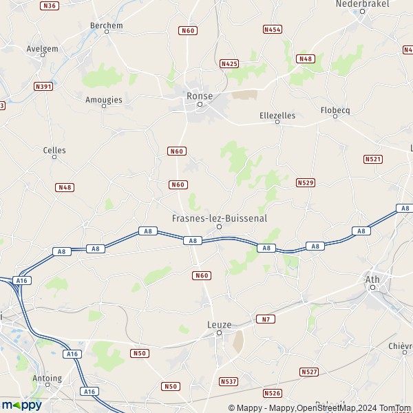 La carte pour la ville de 7910-7912 Frasnes-lez-Anvaing