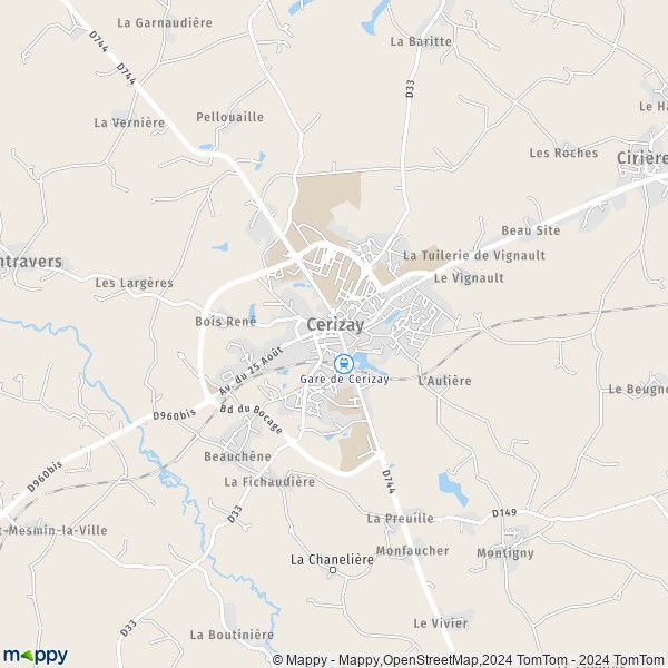 La carte pour la ville de Cerizay 79140
