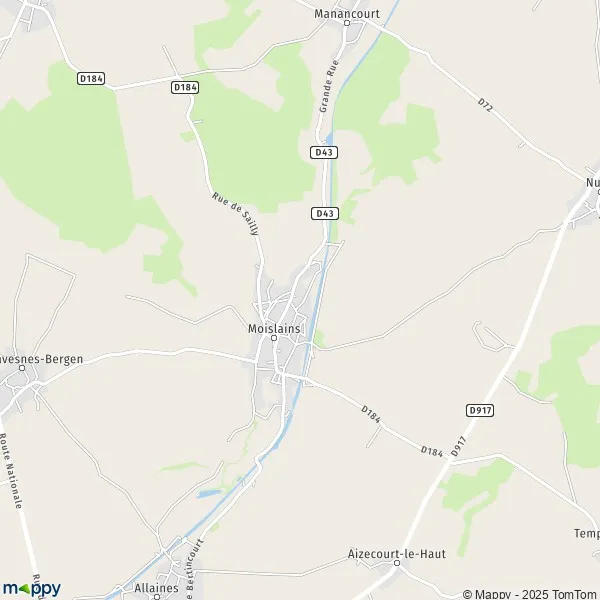 La carte pour la ville de Moislains 80200