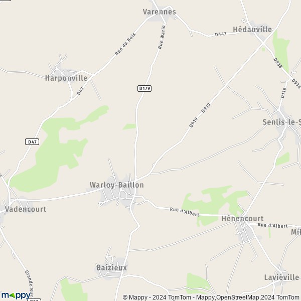 La carte pour la ville de Warloy-Baillon 80300