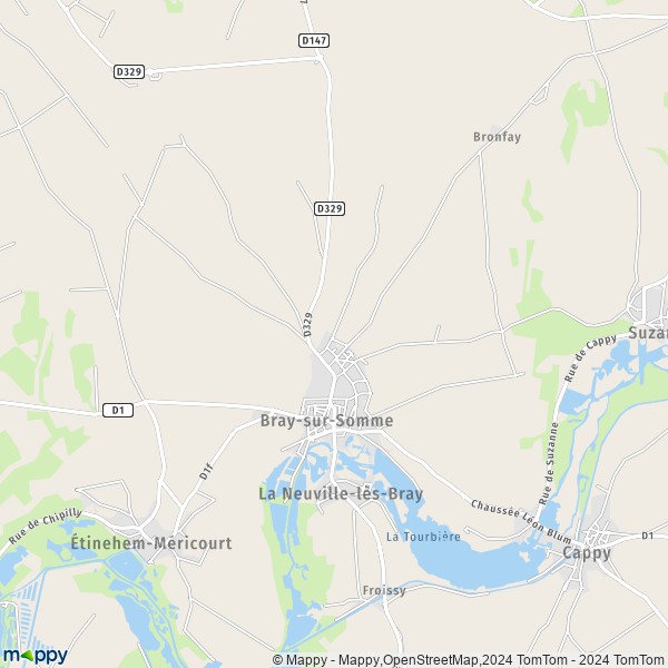 La carte pour la ville de Bray-sur-Somme 80340