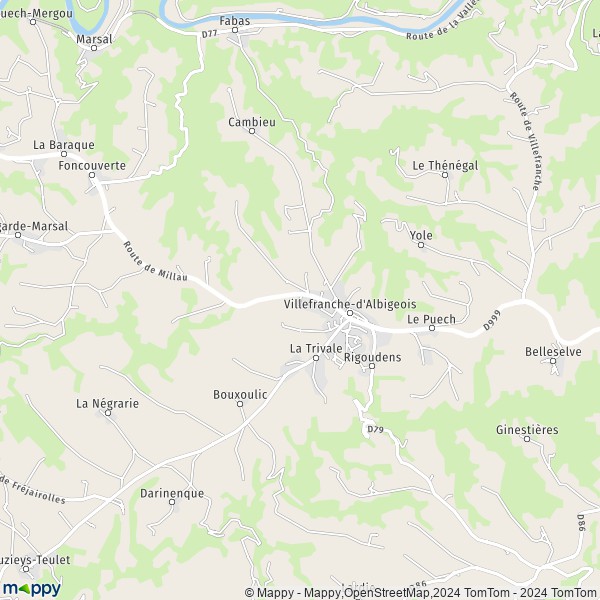 La carte pour la ville de Villefranche-d'Albigeois 81430