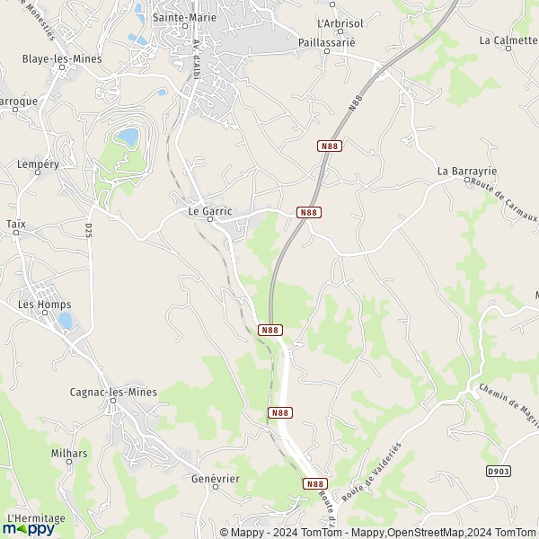 La carte pour la ville de Le Garric 81450