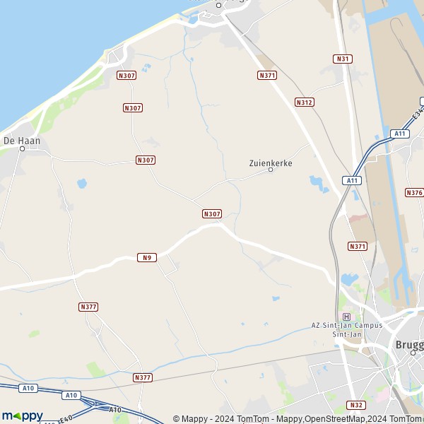 La carte pour la ville de 8370-8421 Zuienkerke