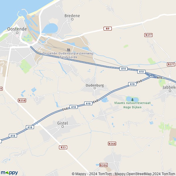 La carte pour la ville de 8460 Oudenburg