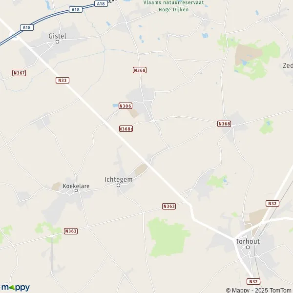 La carte pour la ville de 8480 Ichtegem