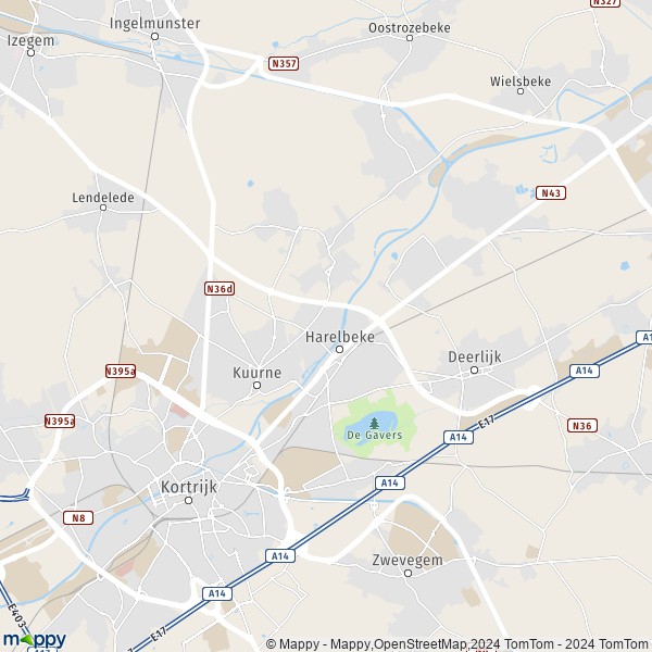 La carte pour la ville de 8500-8791 Harelbeke