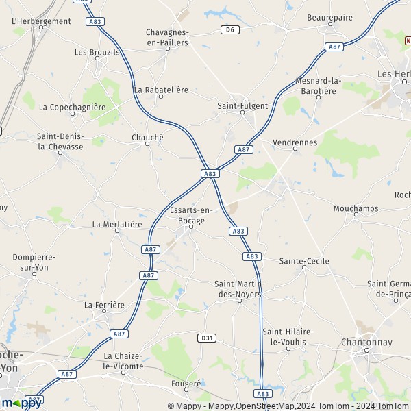 La carte pour la ville de Essarts-en-Bocage 85140