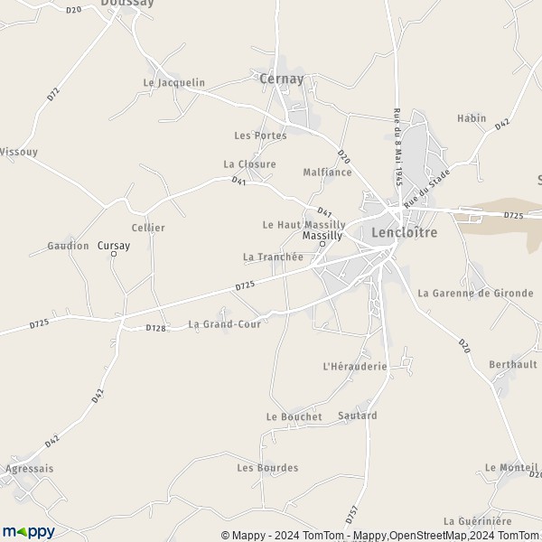 La carte pour la ville de Lencloître 86140
