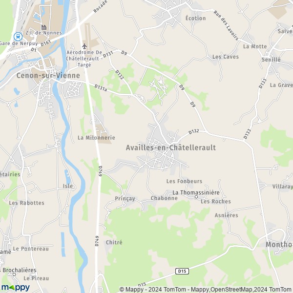La carte pour la ville de Availles-en-Châtellerault 86530