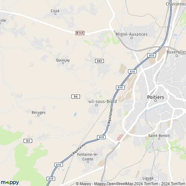La carte pour la ville de Vouneuil-sous-Biard 86580