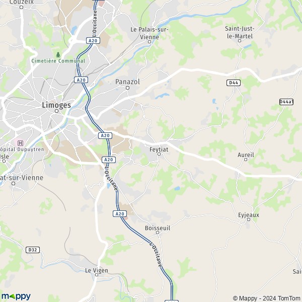 La carte pour la ville de Feytiat 87220