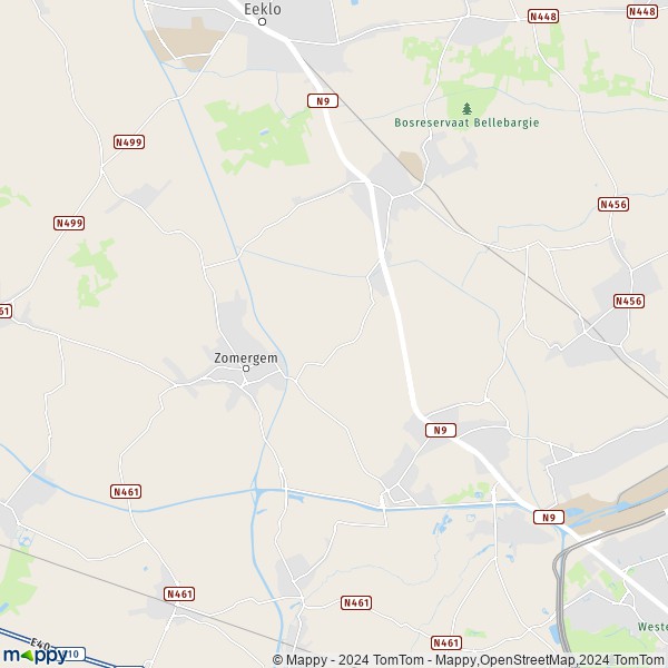 La carte pour la ville de 9031-9950 Lievegem