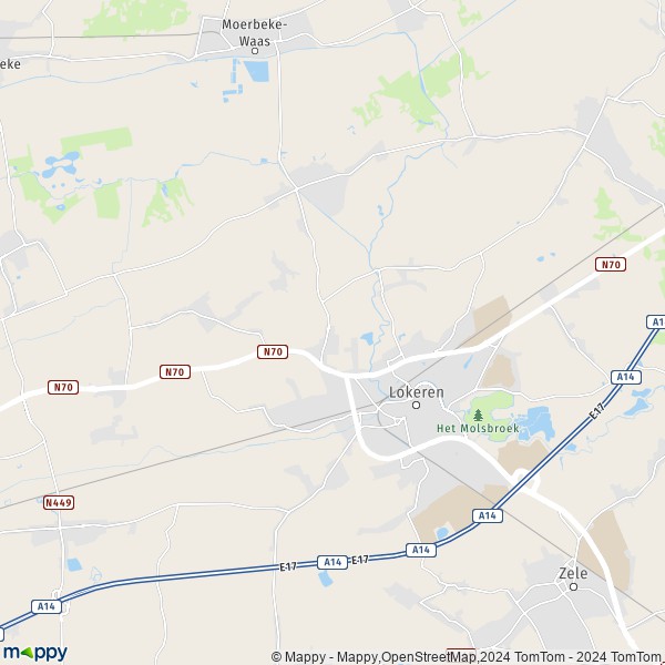 La carte pour la ville de 9160 Lokeren