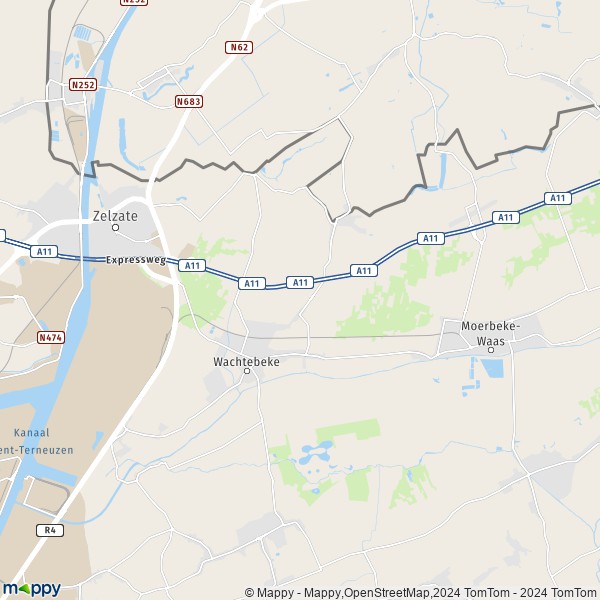 La carte pour la ville de 9185 Wachtebeke