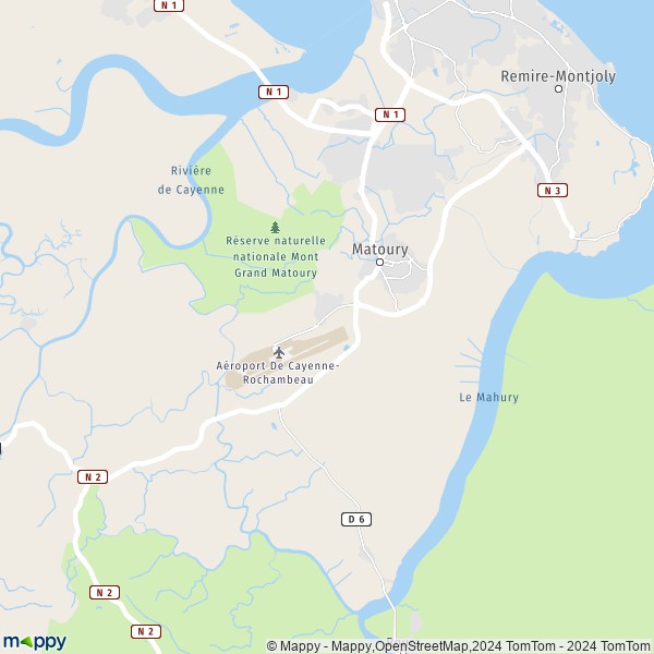 La carte pour la ville de Matoury 97351