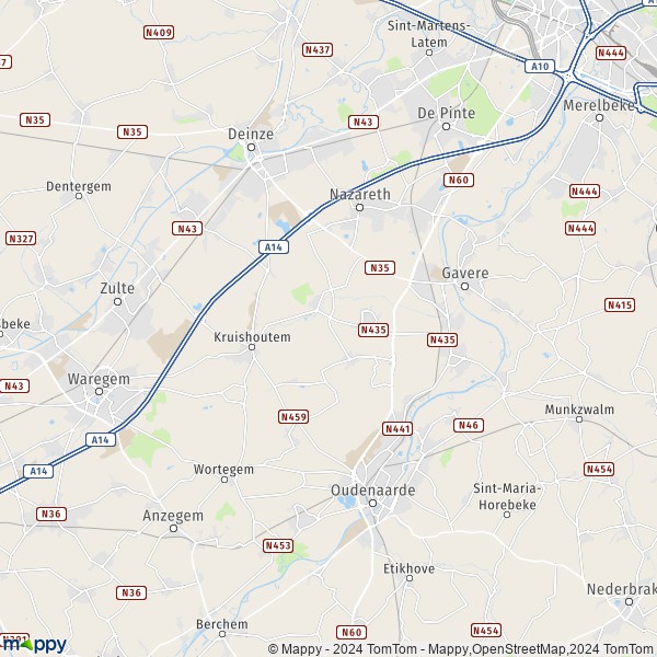 La carte pour la ville de Kruishoutem, 9770 Kruisem