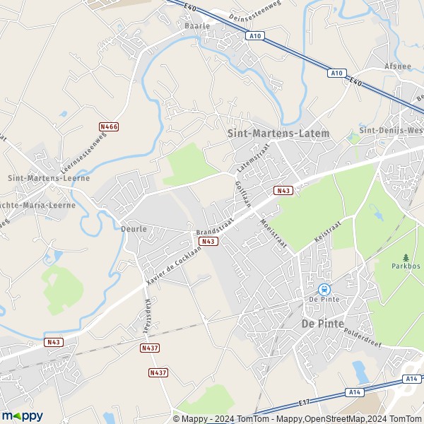 La carte pour la ville de 9830-9831 Sint-Martens-Latem
