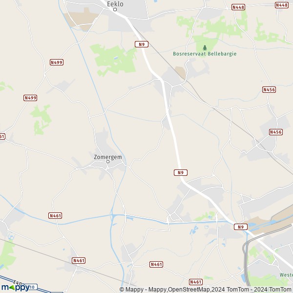 La carte pour la ville de Waarschoot, 9950 Lievegem