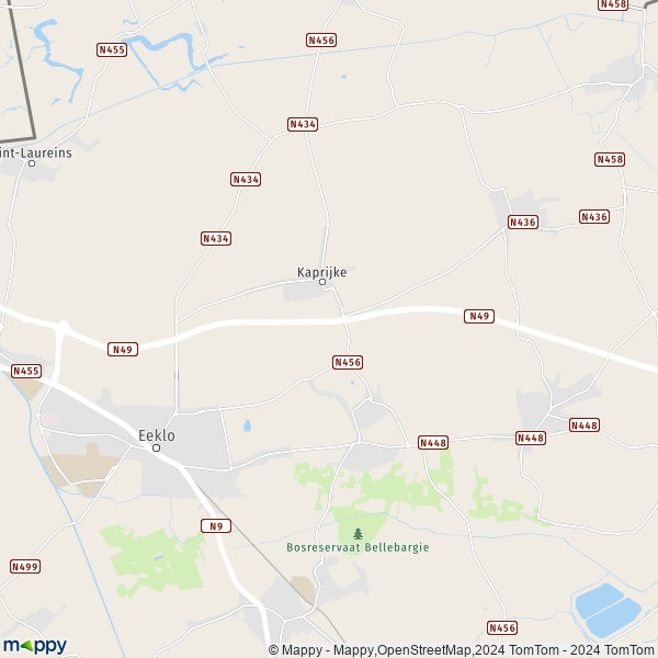 La carte pour la ville de 9970-9971 Kaprijke