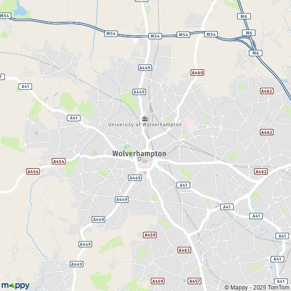 La carte pour la ville de Wolverhampton DY3 1-WV9 5