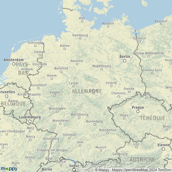 La carte du pays Allemagne