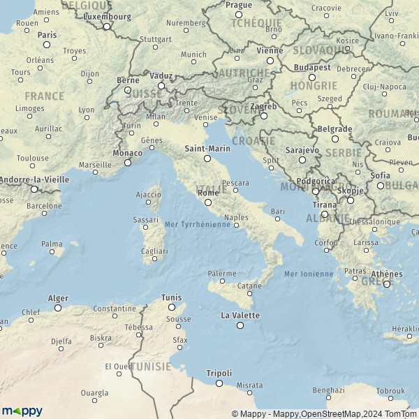 La carte du pays Italie