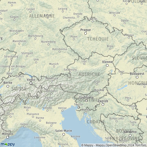 La carte du pays Autriche