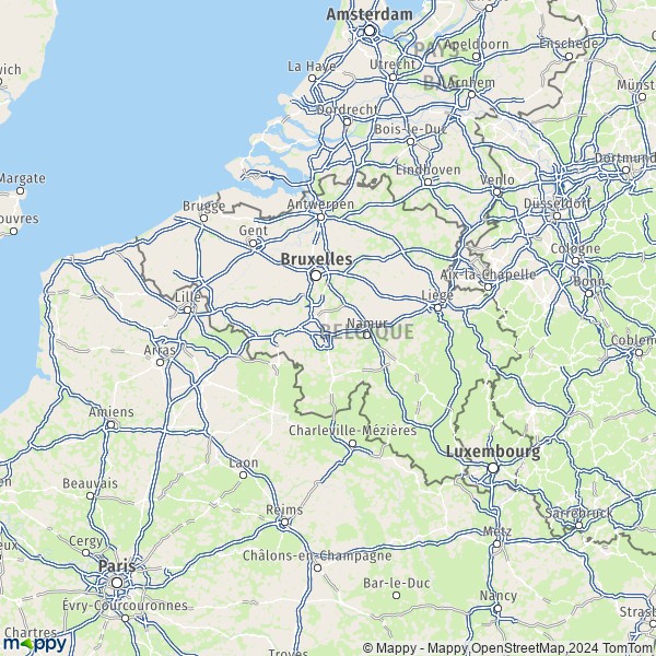 La carte du pays Belgique