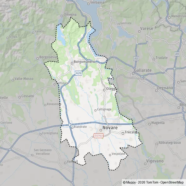 La carte du département Novare
