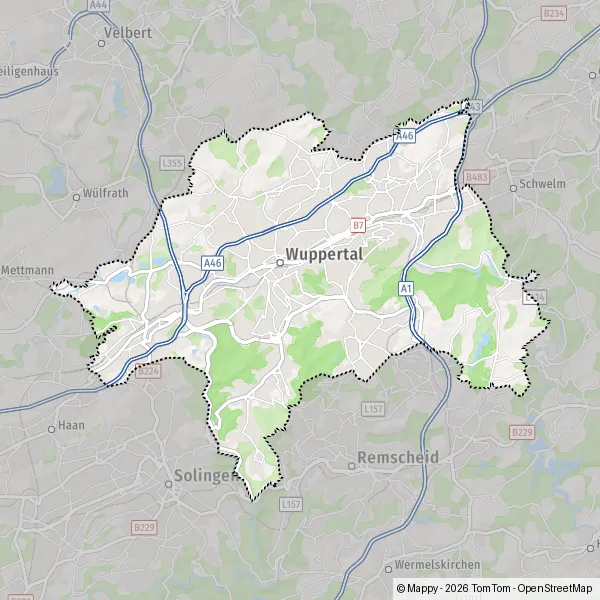 La carte du département Wuppertal