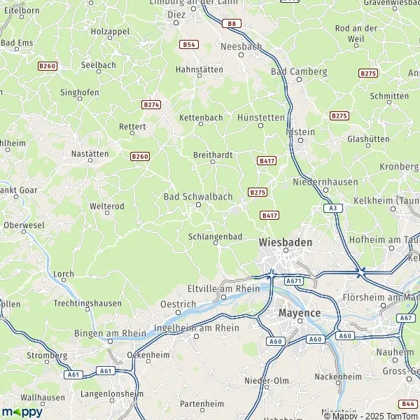 La carte du département Rheingau-Taunus-Kreis