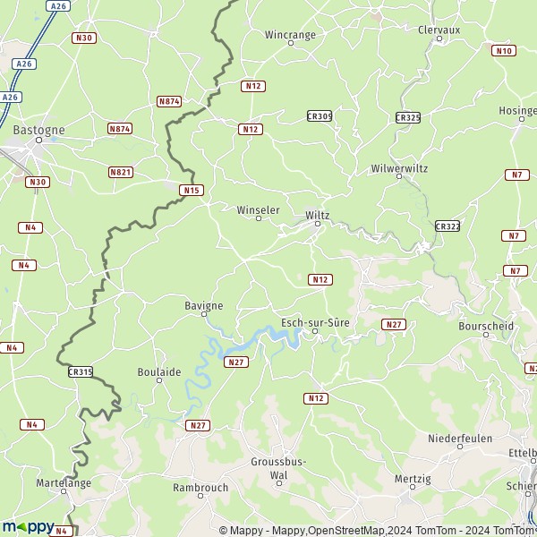 La carte du département Wiltz