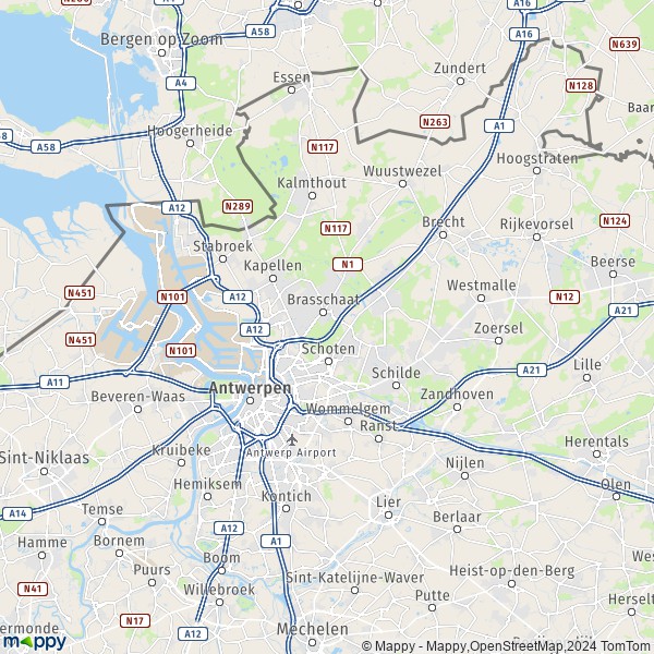 La carte du département Anvers