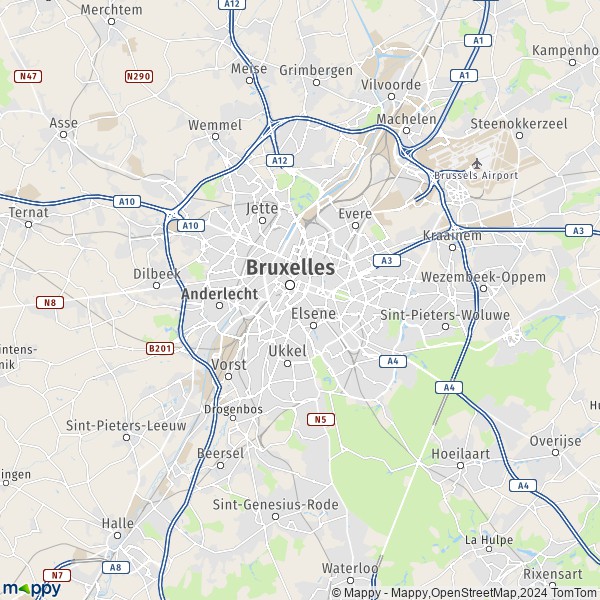La carte du département Bruxelles