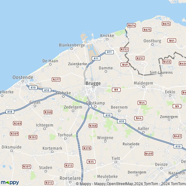 La carte du département Bruges