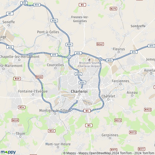 La carte du département Charleroi