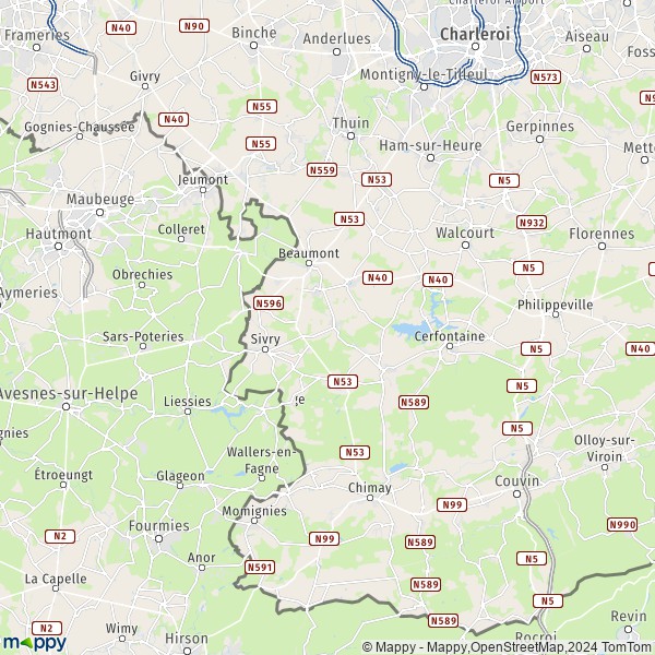 La carte du département Thuin