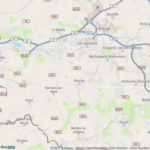 La carte du département La Louvière