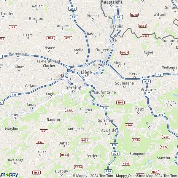 La carte du département Liège
