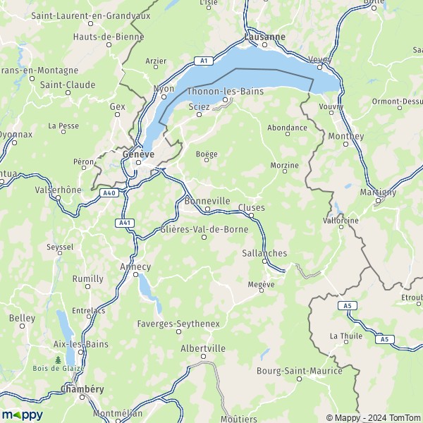 La carte du département Haute-Savoie