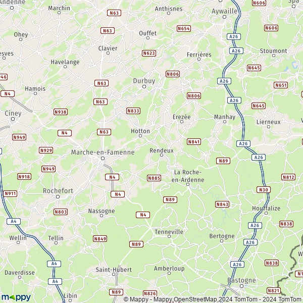 La carte du département Marche-en-Famenne