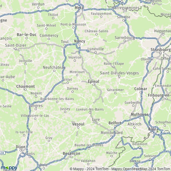La carte du département Vosges